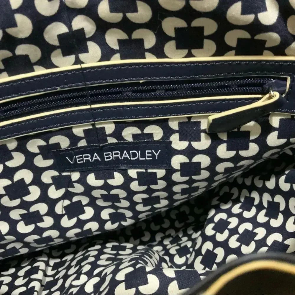 VERA BRADLEY Drawstring Backpack In Navy Blue Faux Leather Vegan